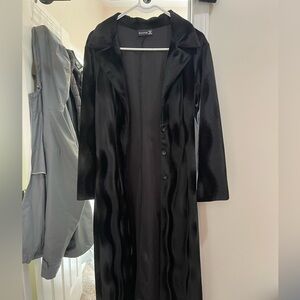 Group X long black velvet trench coat